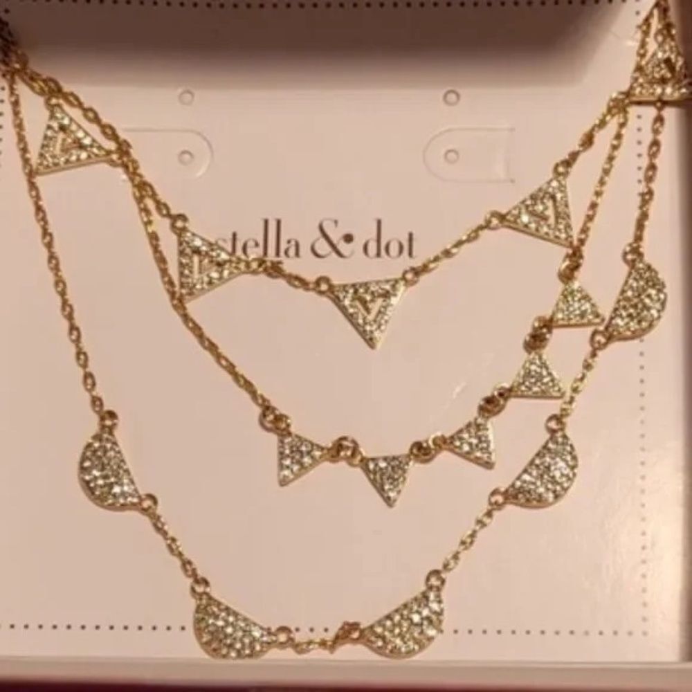 stella & dot ~ gold pave chevron necklace ~ versatile - Picture 5 of 9